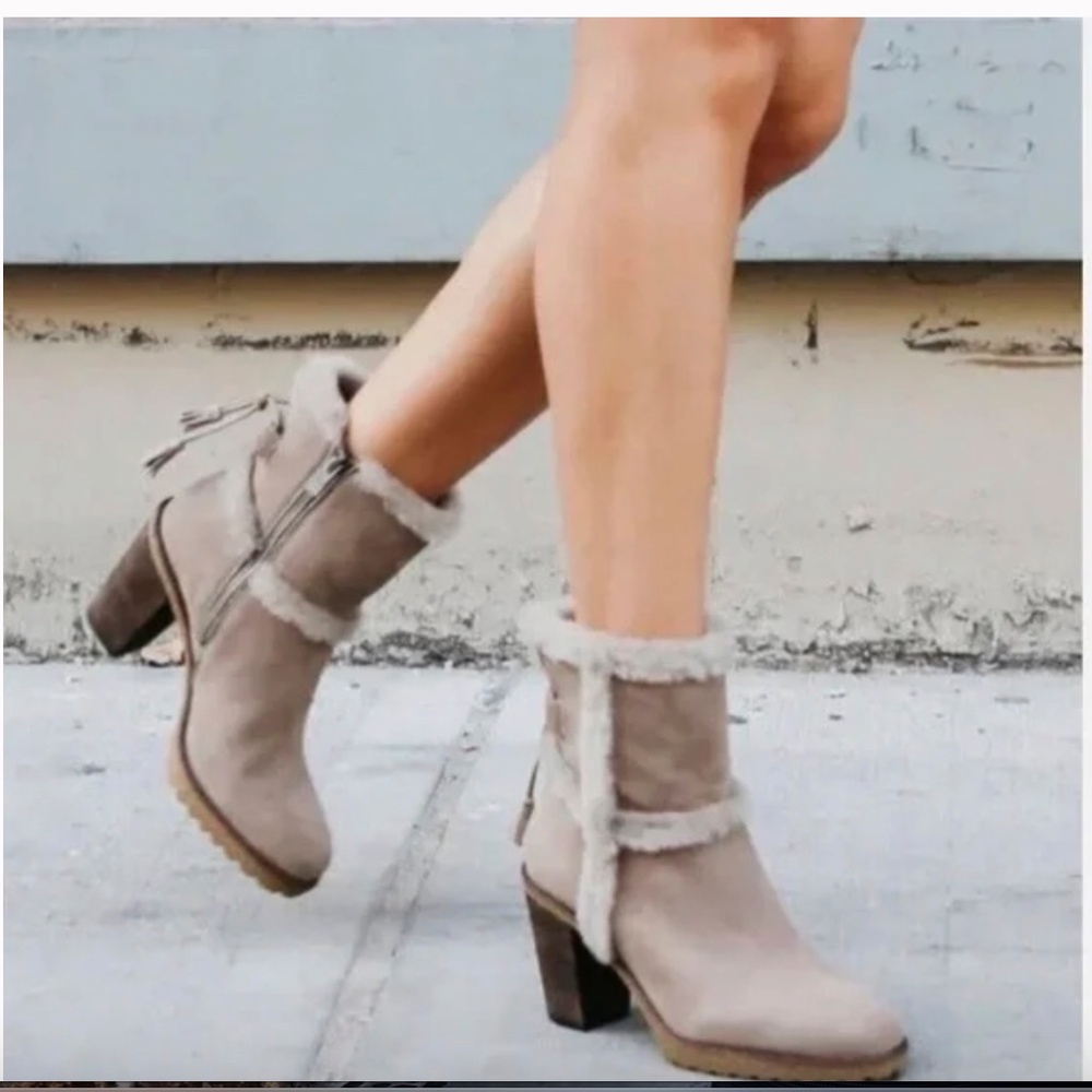 Frye Jen Shearling Short Bootie – Taupe Suede – Women’s 8